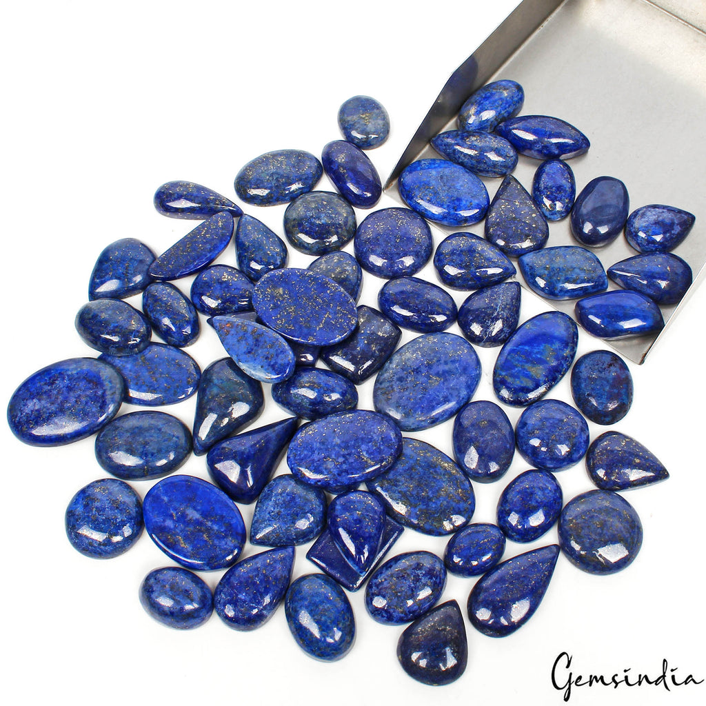 1320 Ct/60Pcs Natural Blue Gold Pyrite Lapis Lazuli Oval Cab Loose Wholesale Gem