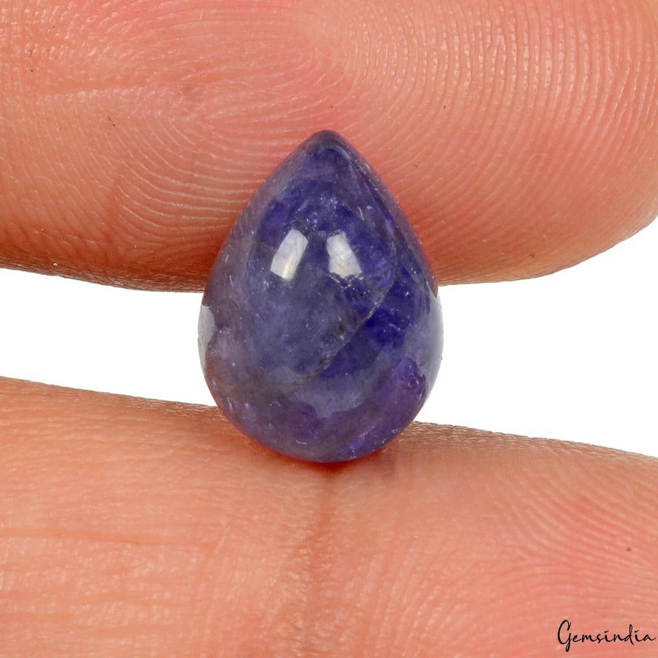 TOP RARE! Violet Blue Tanzanite Natural Pear Cab Loose Certified Gemstone ~5 Ct
