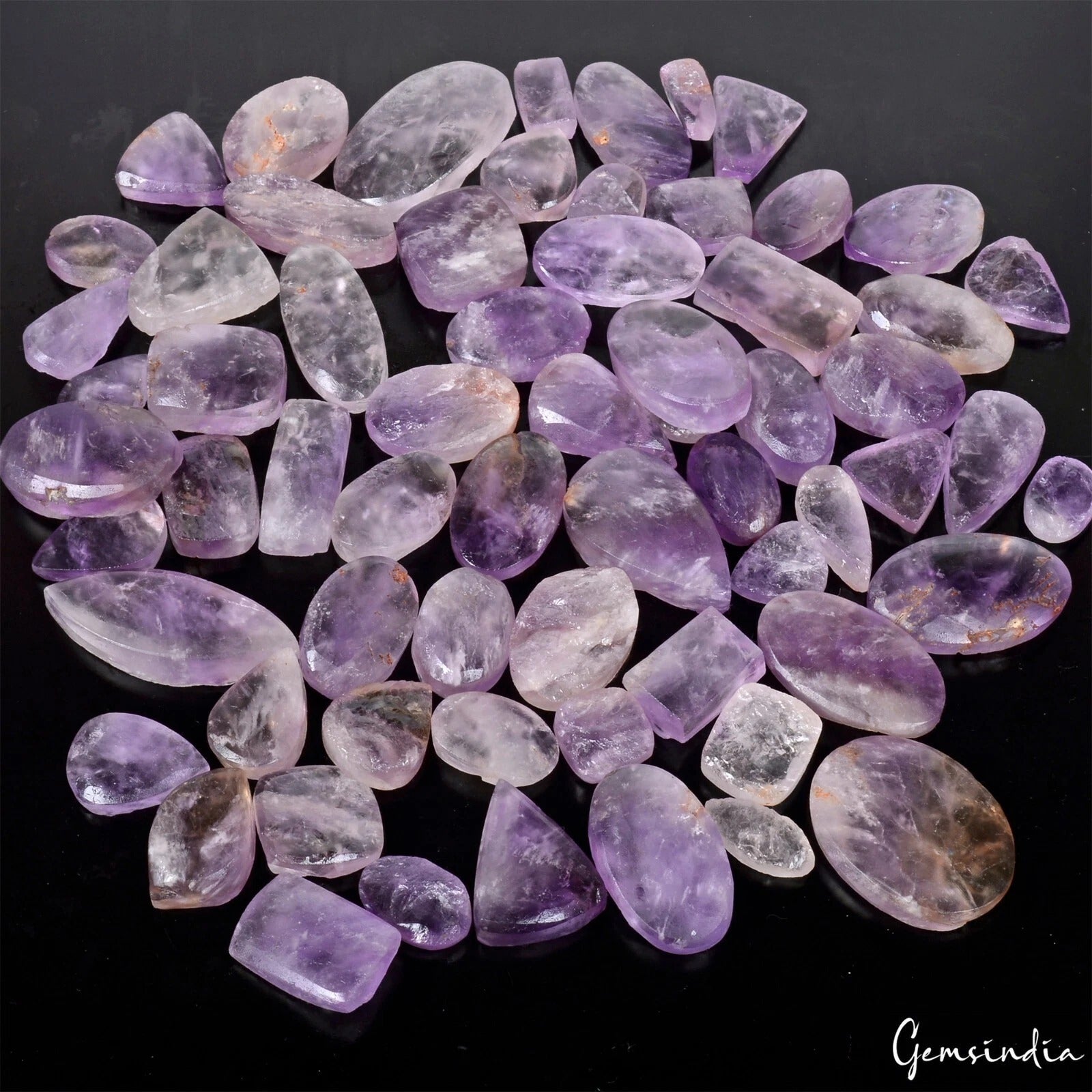 65 Pcs Natural Brazilian Amethyst Raw Face 13-41mm Druzy Loose Gemstones 1500 Ct