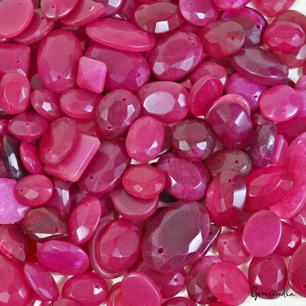Super Wholesale 3000 Ct/131Pcs Natural Dark Pink Onyx Mix Cut Drill Bead Gem Lot