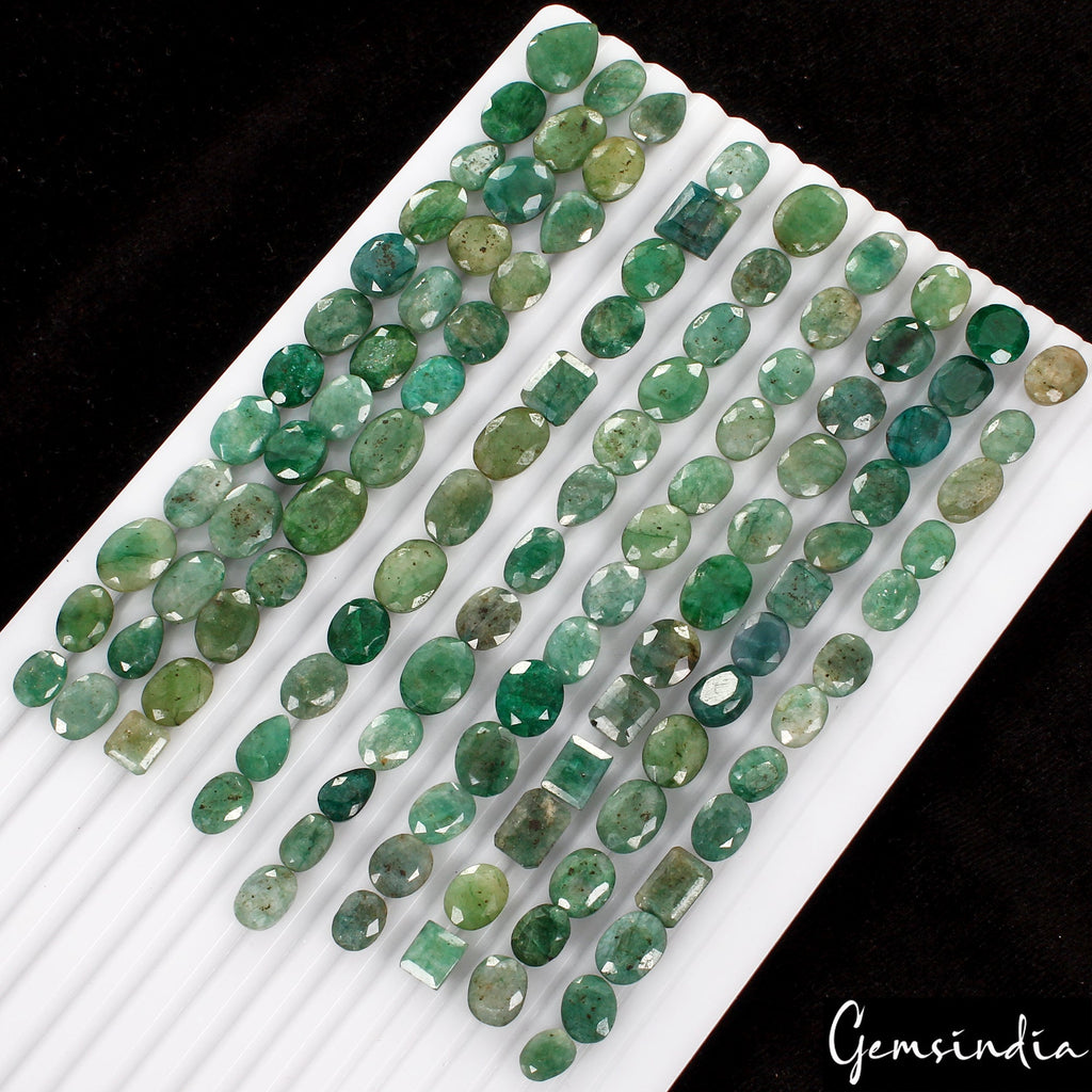 450 Ct/111 Pcss Natural Green Brazilian Emerald Mixed Cut Loose Gems For Jewelry