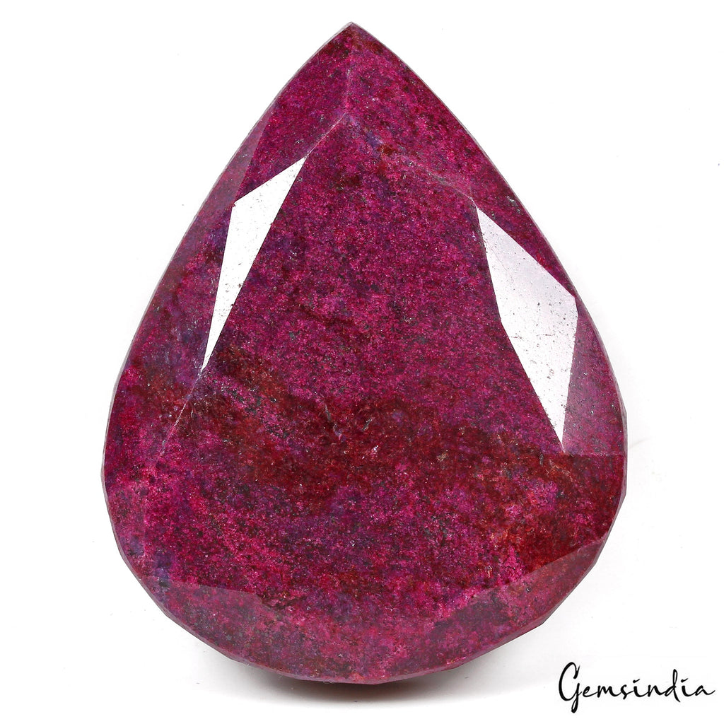 Certified 1750 Cts Natural Dark Red Ruby Pear Faceted Huge Loose Museum Size Gem
