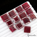 Certified 280 Cts/13 Pcs Natural Red Ruby Square Cut Loose Gems For Jewelry Lot