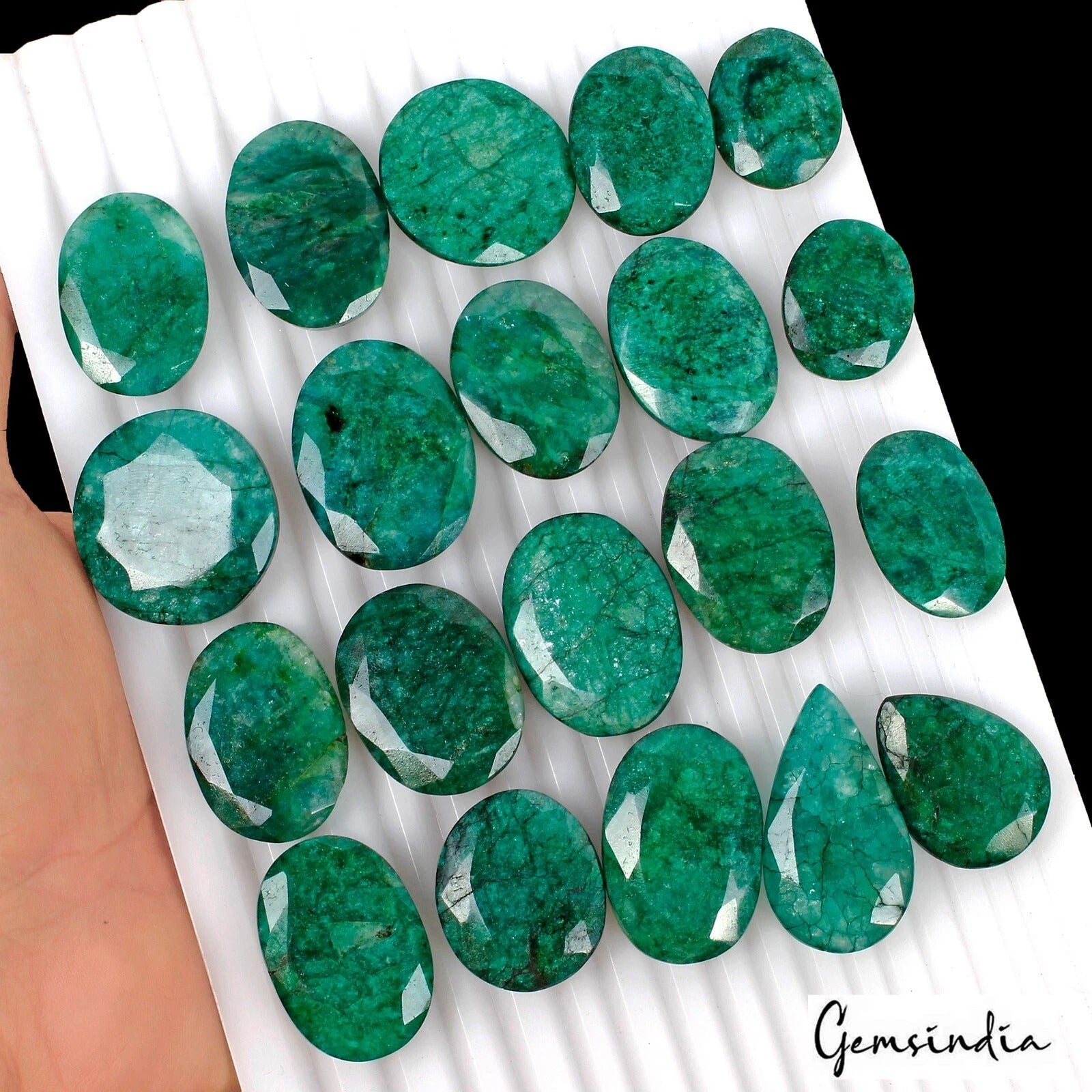 930 Cts/20 Pcs Natural Brazilian Green Emerald Oval Cut Loose Wholesale Gems Lot