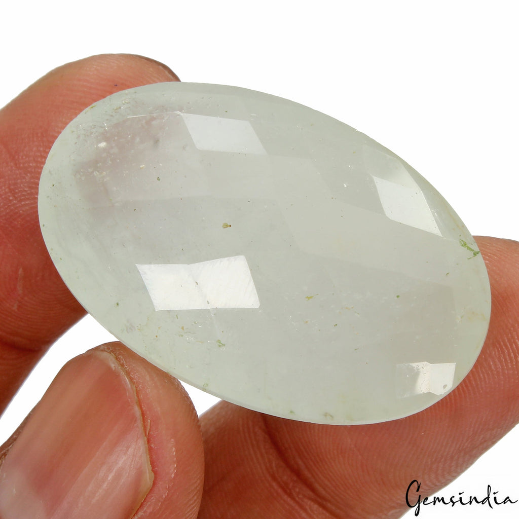 Certified 80.15 Cts Natural Green Aquamarine Oval Checker board Huge Gemstone