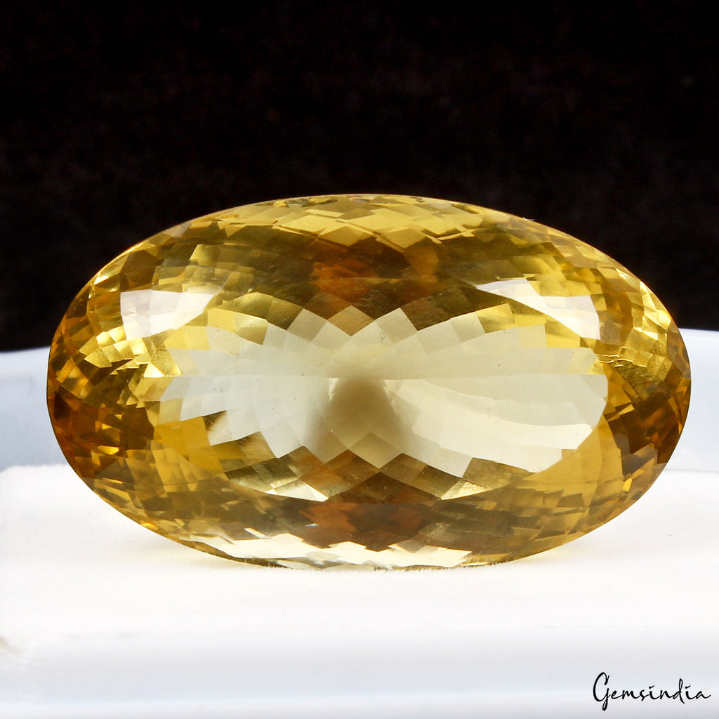 77.55 Cts Natural Untreated Brazilian Yellow Citrine Oval Faceted Huge Loose Gem