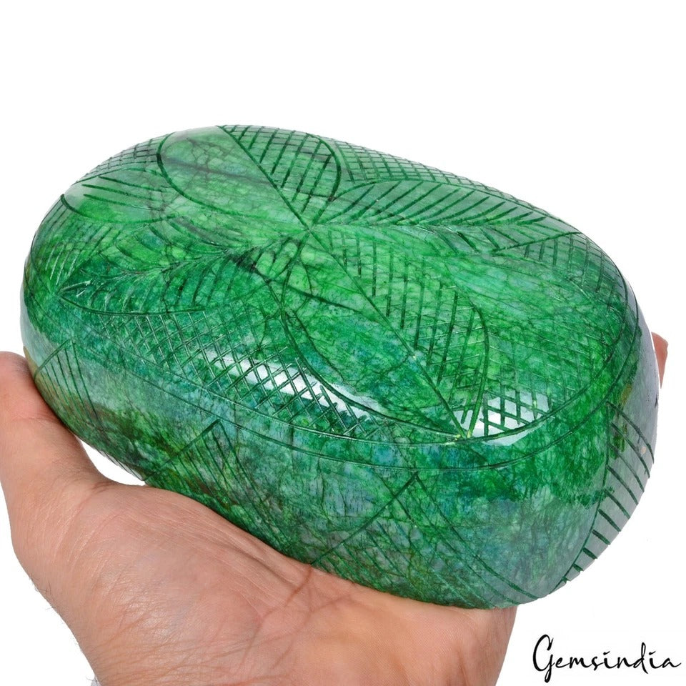 Certified 9200 Ct Natural Brazilian Emerald Amazing Carving Earth Mined Gemstone