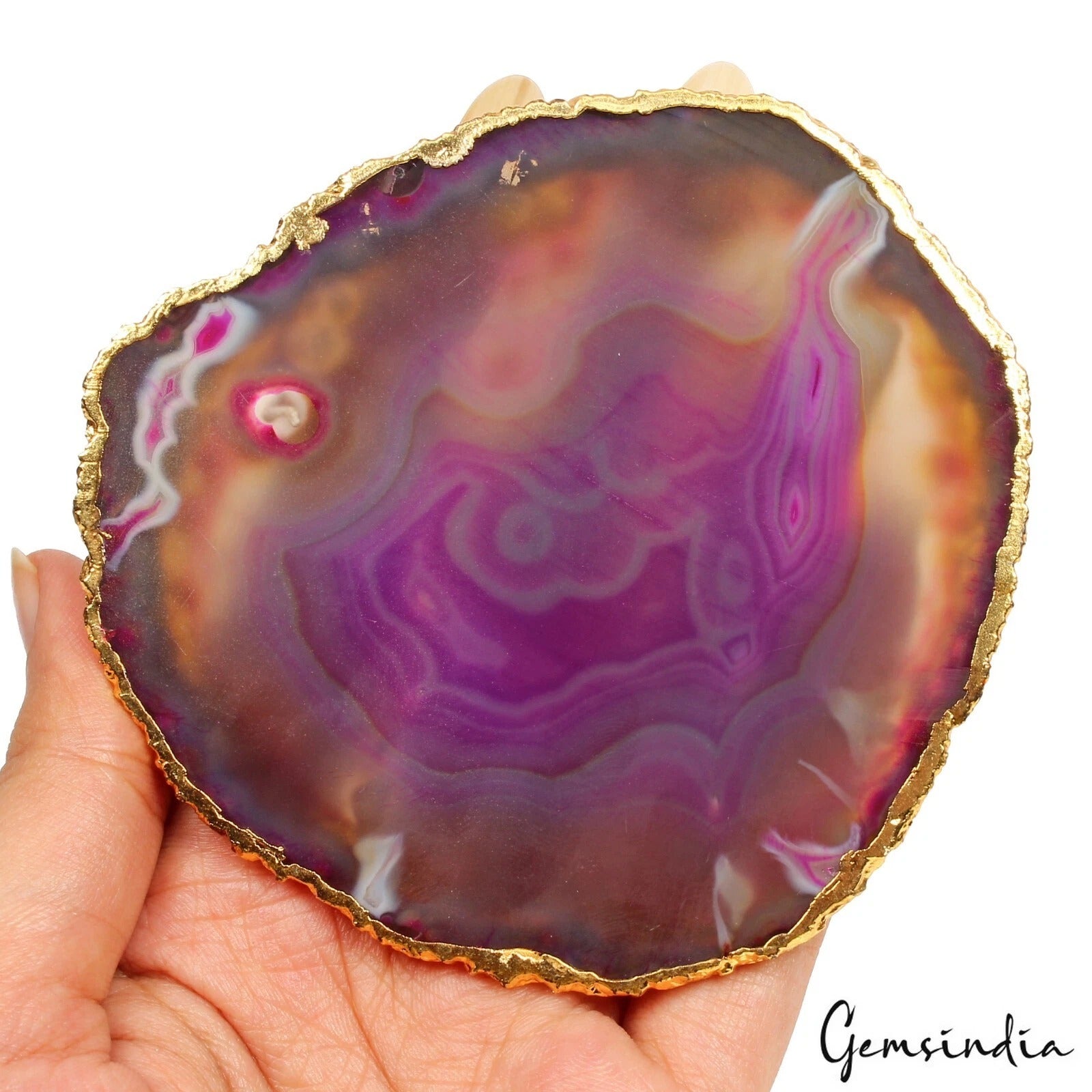 530 Cts Natural Bi Color Onyx Agate Slice Druzy Freeform Cabochon Geode Gemstone