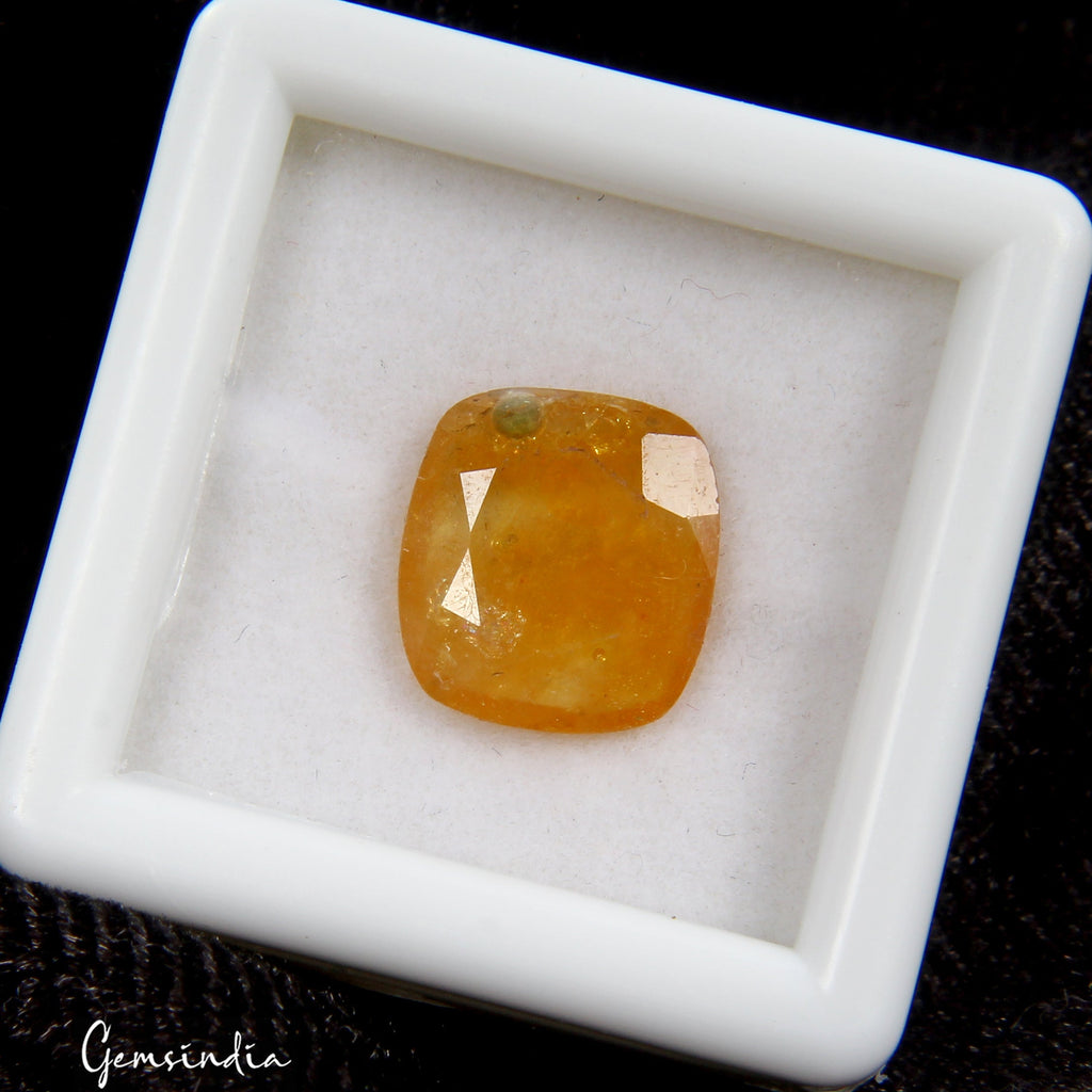 AAA 4.00 Ct Natural Yellow Sapphire Cushion Faceted Cut Certified Loose Gemstone