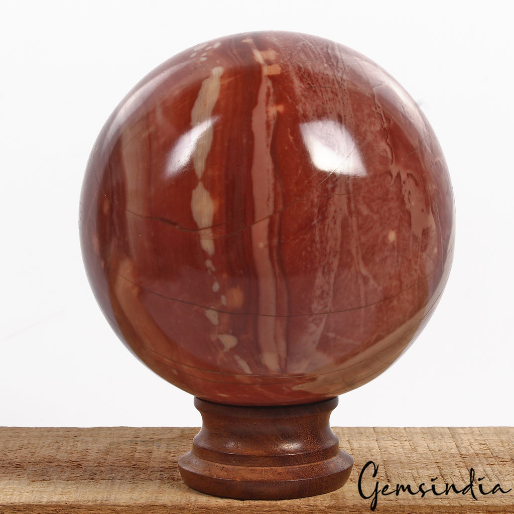 Red Jasper Sphere, Untreated — 4.2" in diameter, 1.818 Kg (9090 Ct), Madagascar