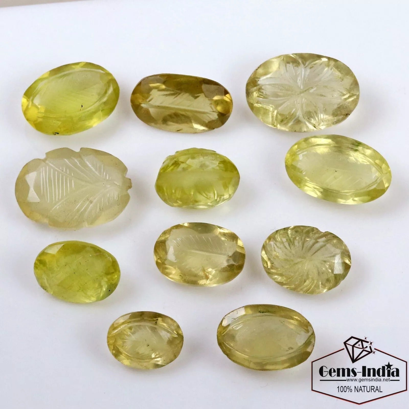 197.80Ct Natural Lemon Quartz Citrine Beautiful Carving Mix Shape Untreated Gems