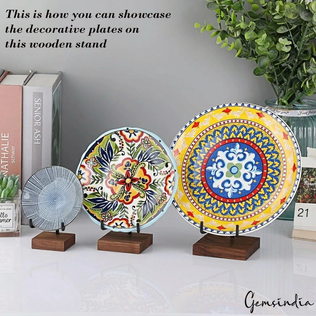 Adjustable Metal Arms Display Stand with 3x3 Inch Wooden Base for Rock Specimen