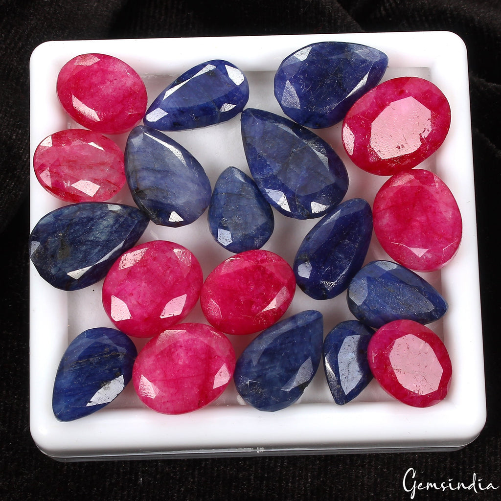 164.70 Ct/19 Pcs Natural Red & Blue Beryl Mix Cut Loose Jewelry Making Gemstone