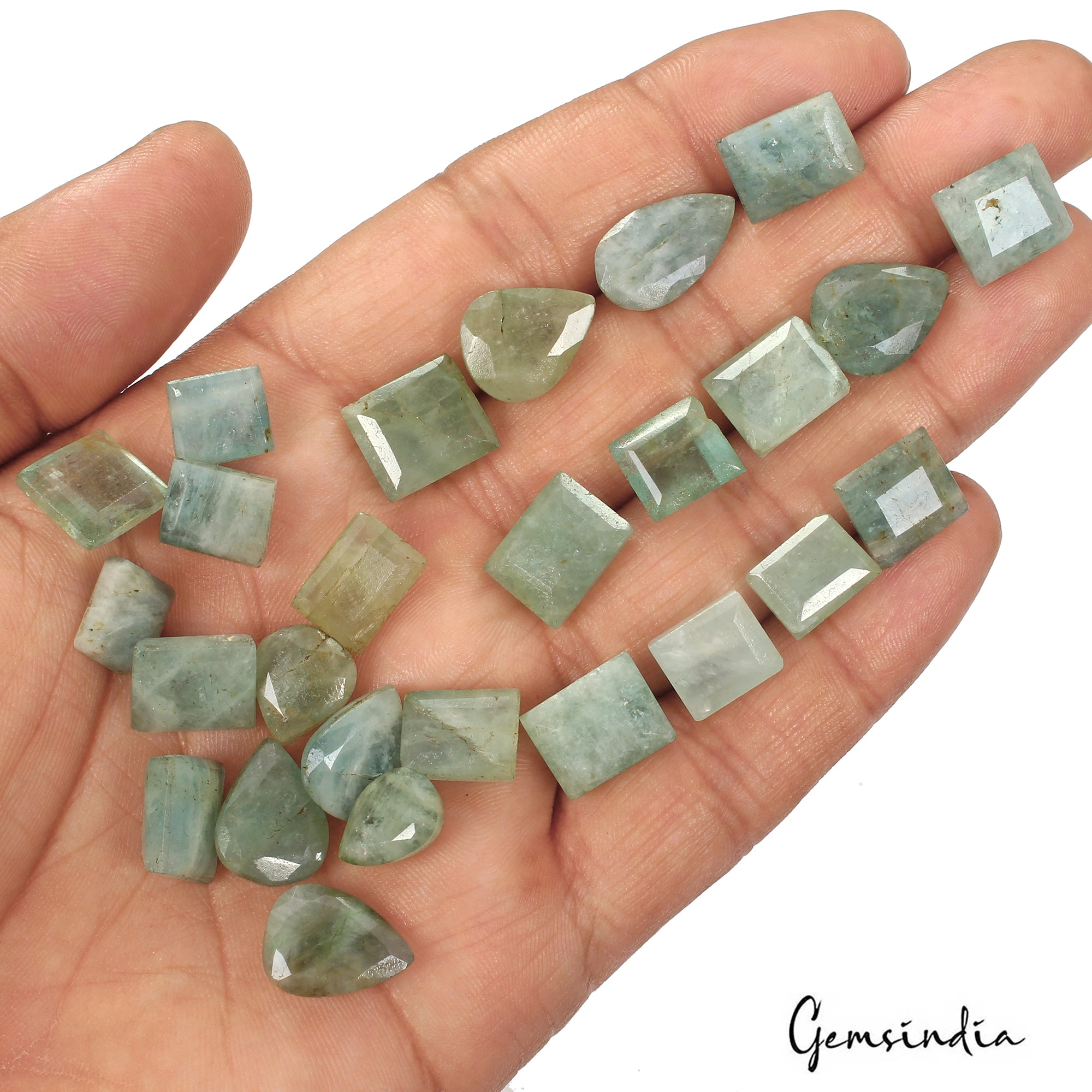 169.00 Ct Natural Untreated Aqua Green Aquamarine Mix Cut Loose Gems Lot 26 Pcs