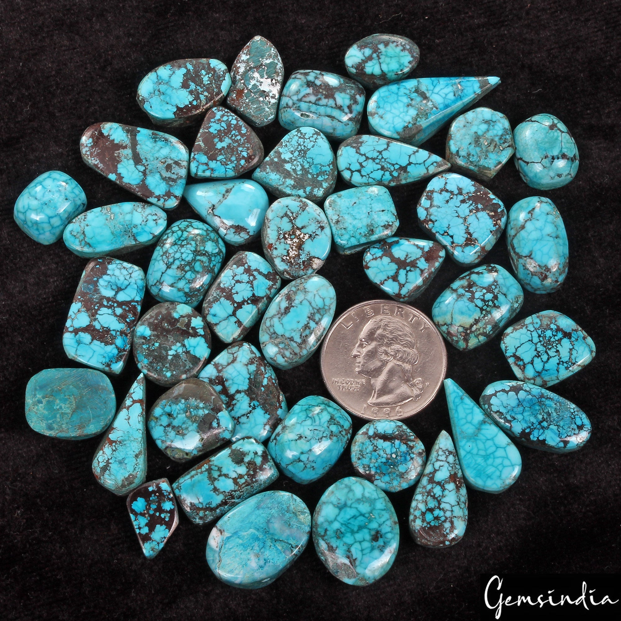 420 Ct/39 Pcs Natural USA Blue Turquoise Mix Cab Loose Wholesale Gemstones Lot