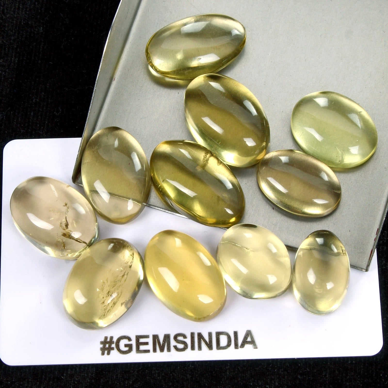 11 Pcs Natural Citrine Untreated 18-24mm Oval Cabochon Loose Gemstones 263.60 Ct
