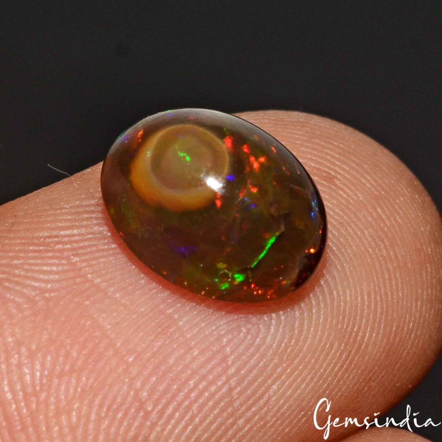 Ethiopian Opal Cabochon, Multi Color — 10x8x5 mm, 2.00 Ct, Ethiopia