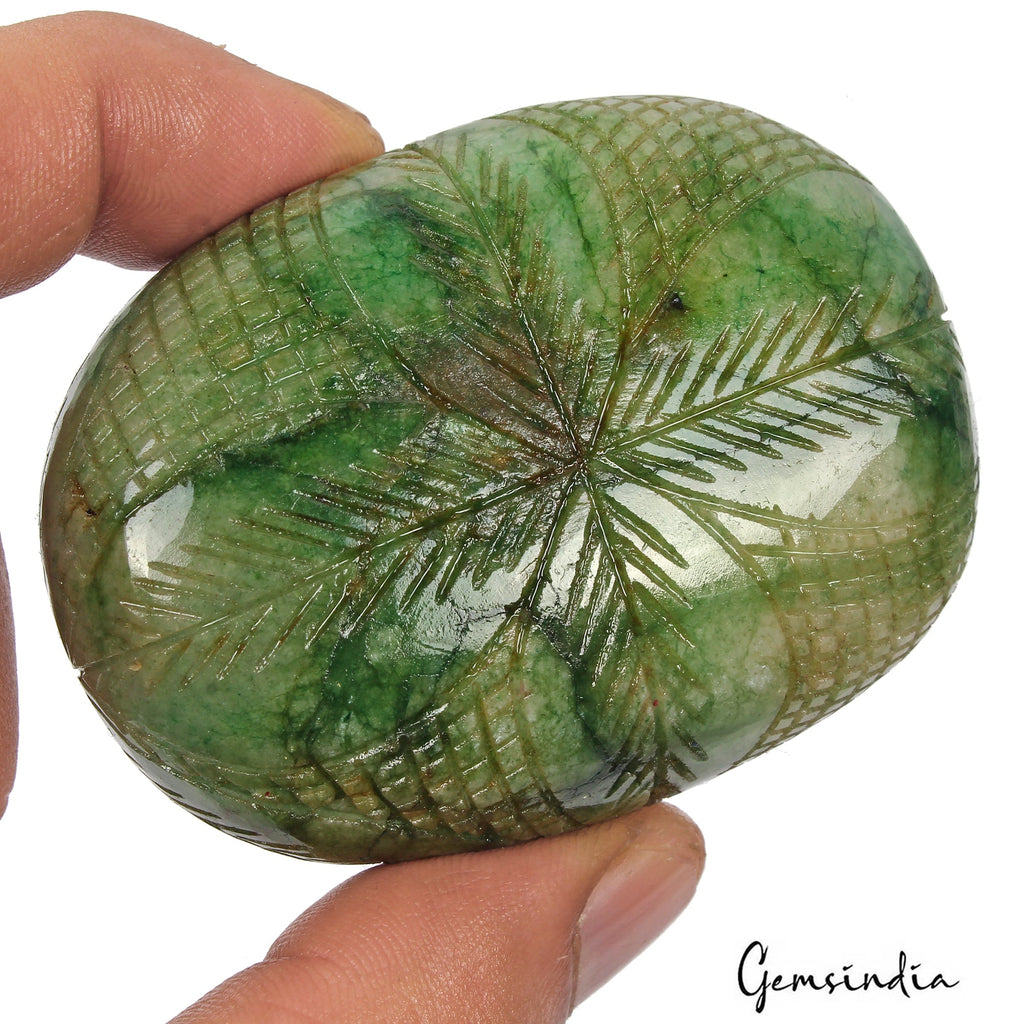 Natural Green Brazilian Emerald Oval Cut Both Side Carving Earth Mined 770Ct Gem