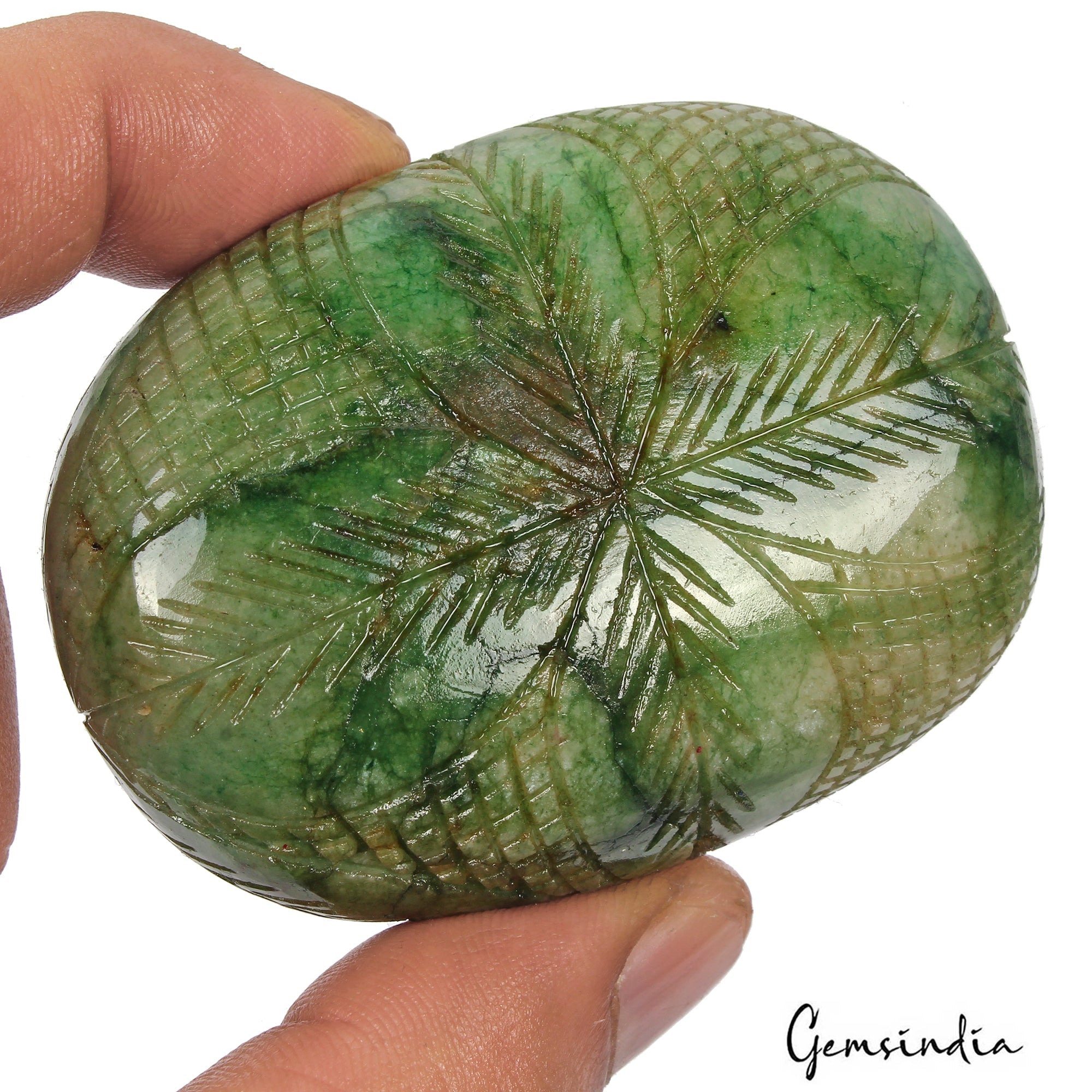 Natural Green Brazilian Emerald Oval Cut Both Side Carving Earth Mined 770Ct Gem