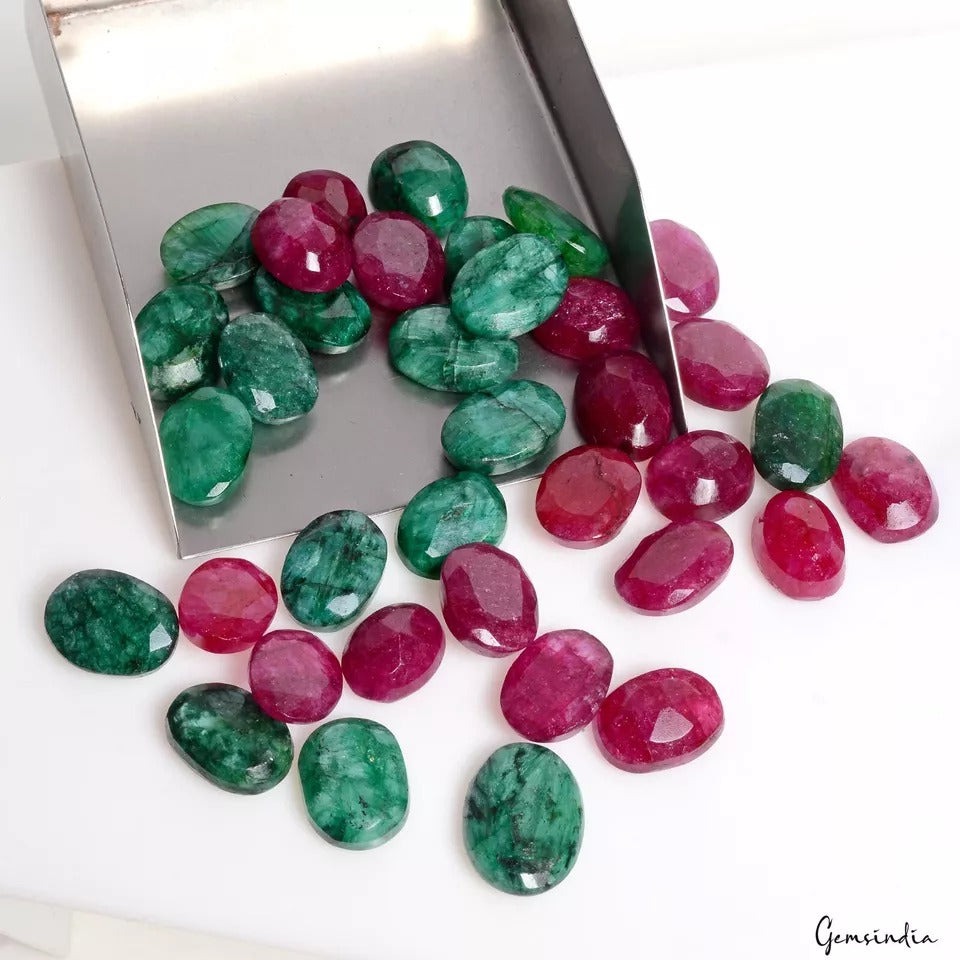 Red Beryl Lot, Loose Gemstone, Oval Cut, Color Enhanced — 36 Pieces, 15mm to 20 mm, 430 Ct