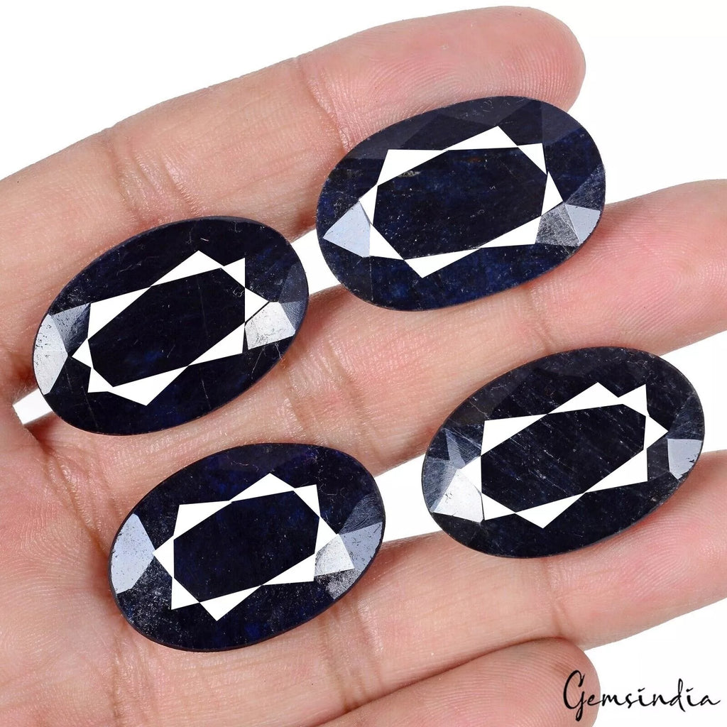 Blue Sapphire Lot, Loose Gemstone, Color Enhanced — 4 Pieces, 29mm to 30mm, 200 Ct, Madagascar