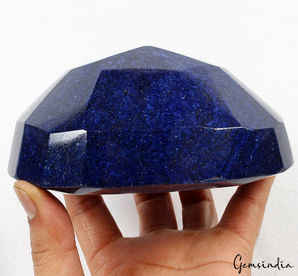Blue Sapphire Rough, Oval Cut, Color Enhanced — 5.4x4x2.5 Inches, 1.7 Kg (8500 Ct), Madagascar