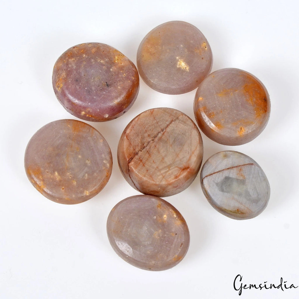 Star Sapphire Lot, Cabochon, Untreated, Brown — 7 Pieces, 14mm to 17mm, 140 Ct, Madagascar