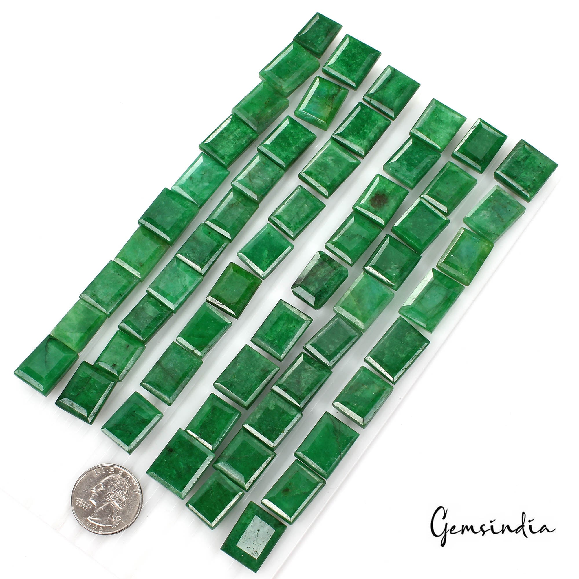 1070 Ct/57 Pcs Natural Zambian Green Emerald Baguette Cut Loose Gems For Jewelry