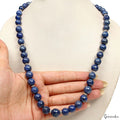 490Ct Natural Blue Lapis Lazuli Round Cab Beaded Handmade Single Strand Necklace