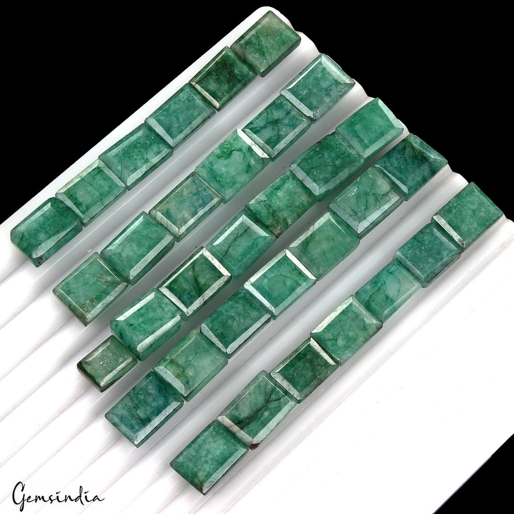 430 Ct Natural Green Brazilian Emerald Rectangular Cut Faceted Loose Gems Lot