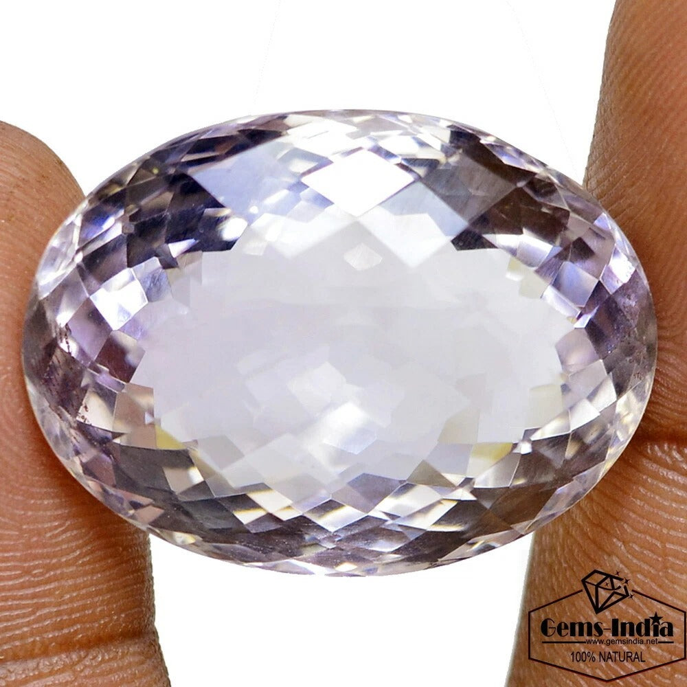 Amethyst Loose Gemstone, Oval Checker Cut, Untreated — 30x22x16 mm, 67.70 Ct