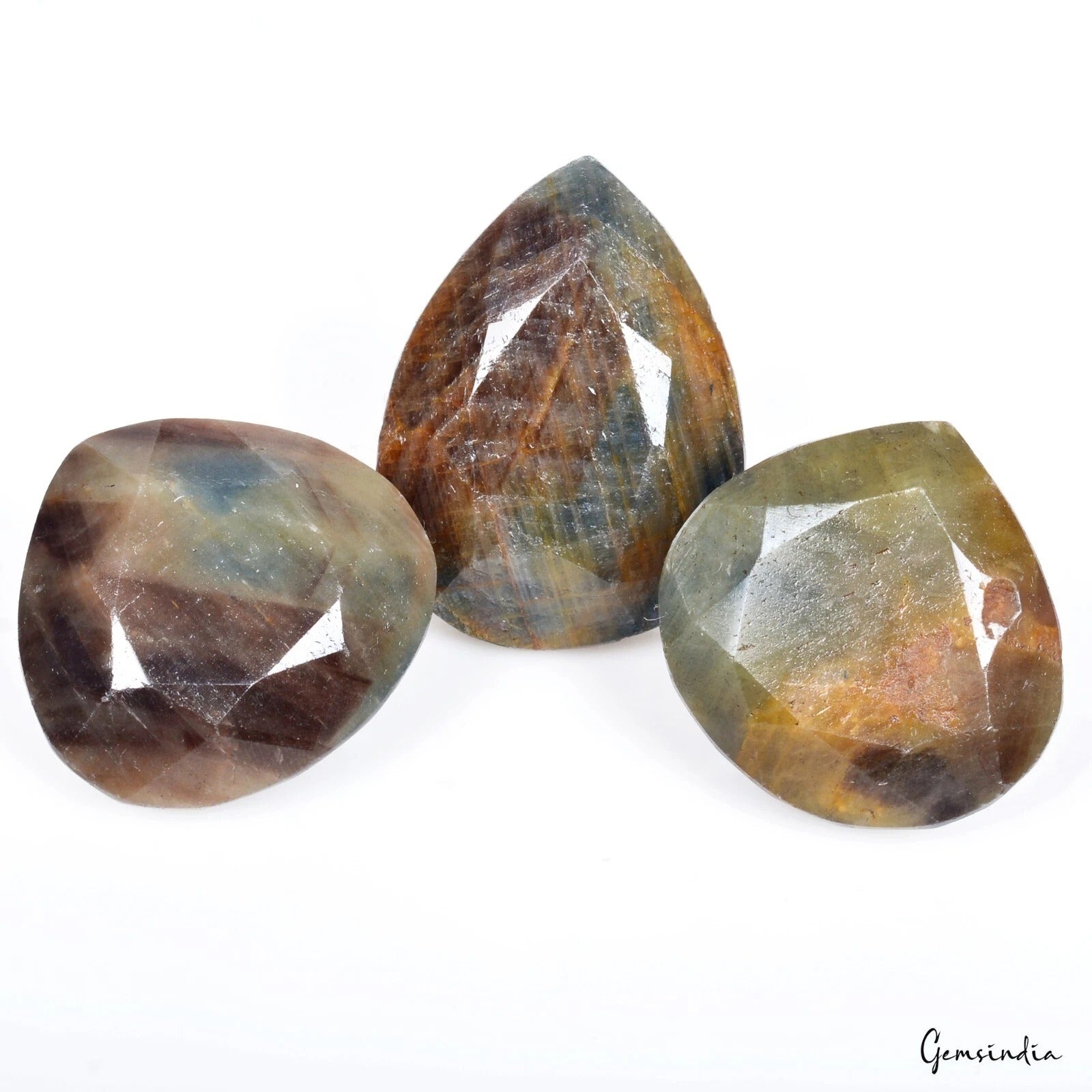 700 Ct Natural Brown Blue Sapphire Loose Untreated Mix Cut Gemstones Lot ~ 3 Pcs