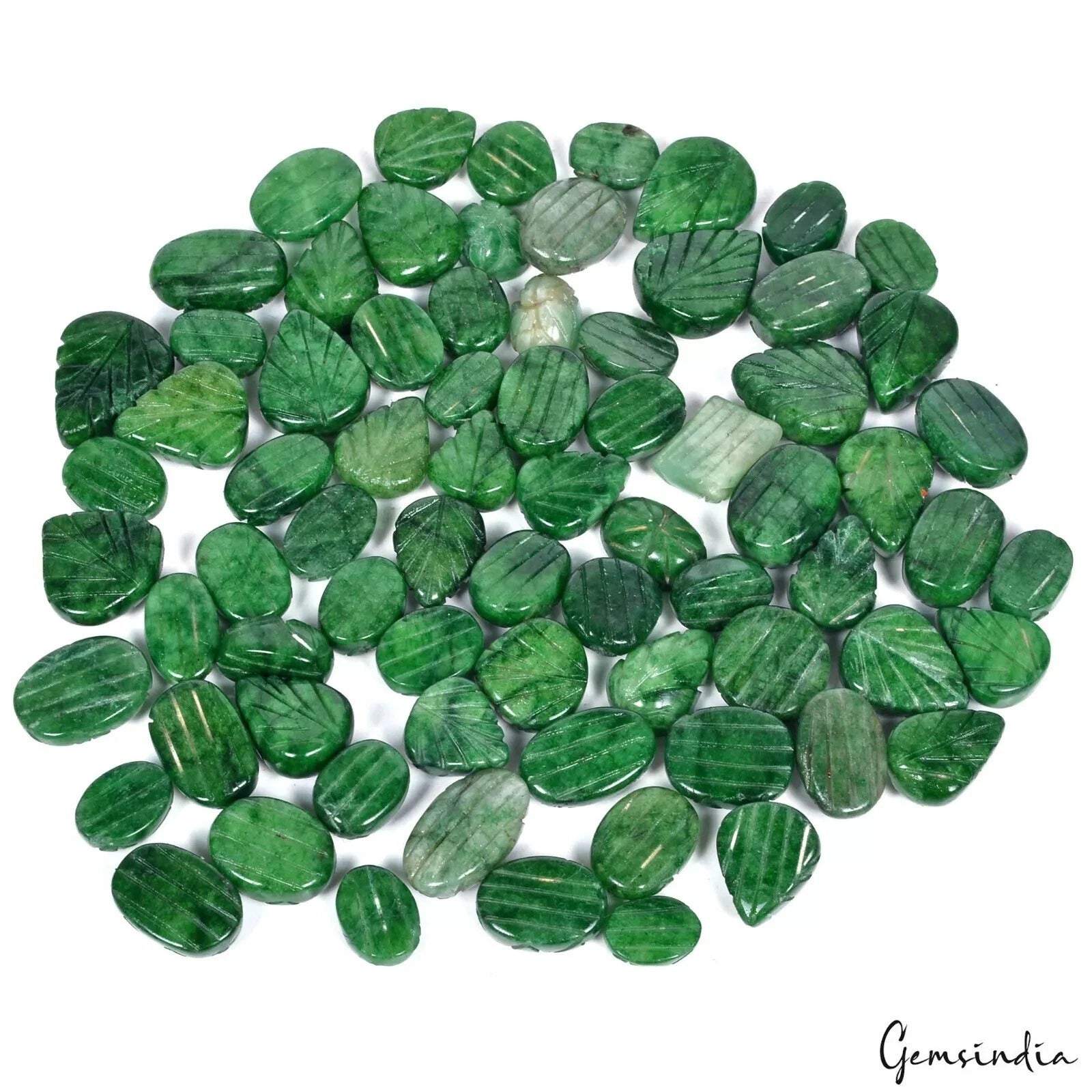 1000 Ct Natural Hand Carving Green Emerald Mix Shape Loose 13-22mm Gemstones Lot