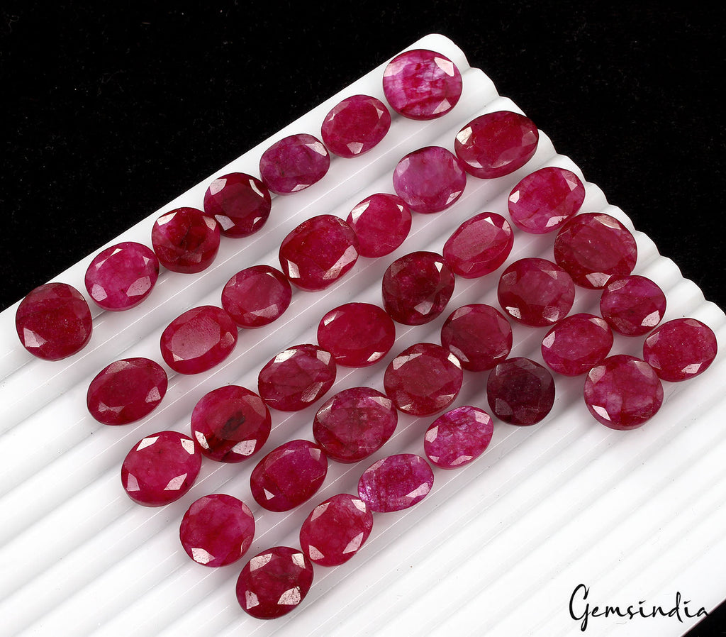 360 Ct/37 Pcs Natural Red USA Beryl Bixbite Oval Cut Loose Gems Lot For Jewelry