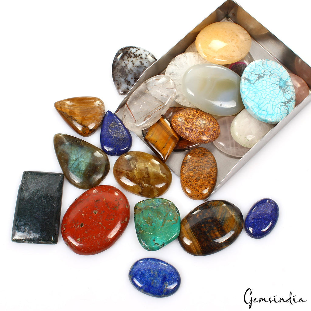 Large Collection Loose Gemstones Multi-Cabochon Mix Shape 2000 Cts 29-50mm/26 Pc