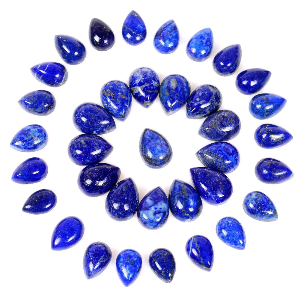 181.60 Ct/36 Pcs Natural Gold Pyrite Lapis Lazuli Pear Cab Loose Gem For Jewelry