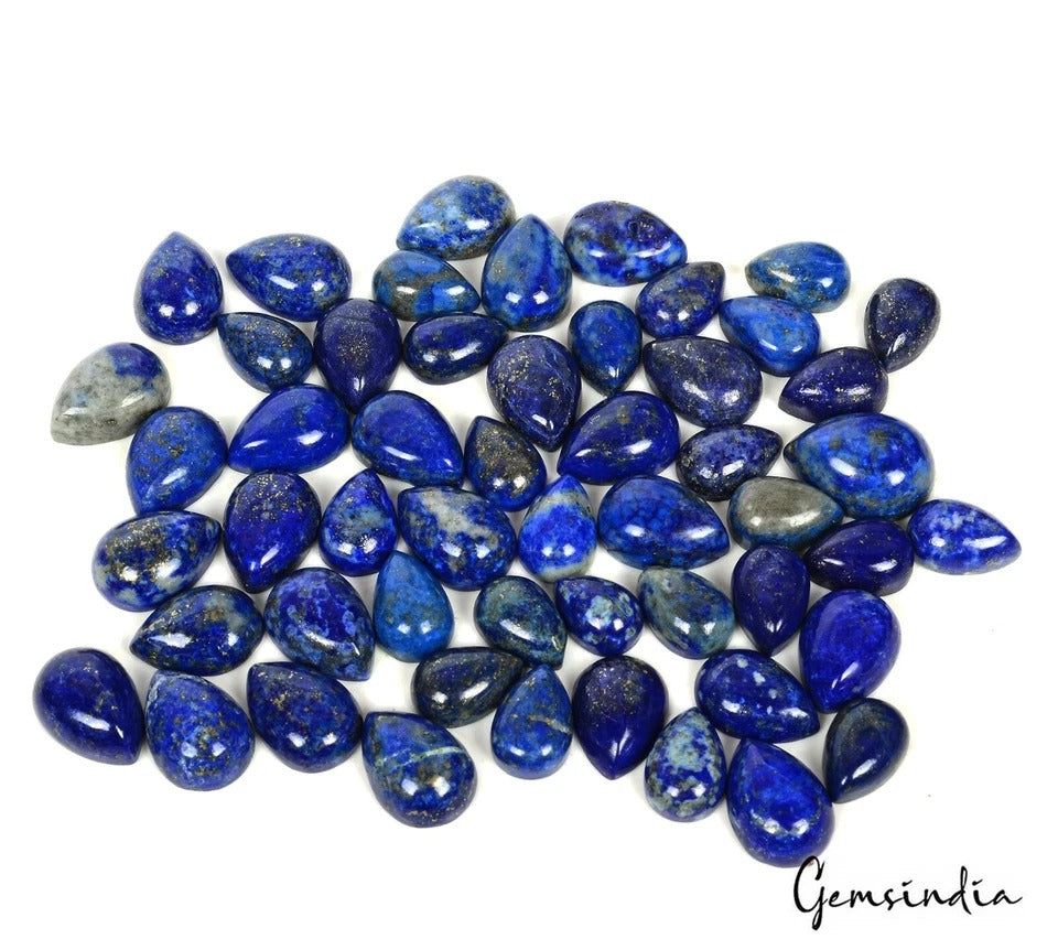 Natural Lapis Lazuli Rare Pear Cabochon 10-16mm Wholesale Loose Gems Lot~53 Pcs