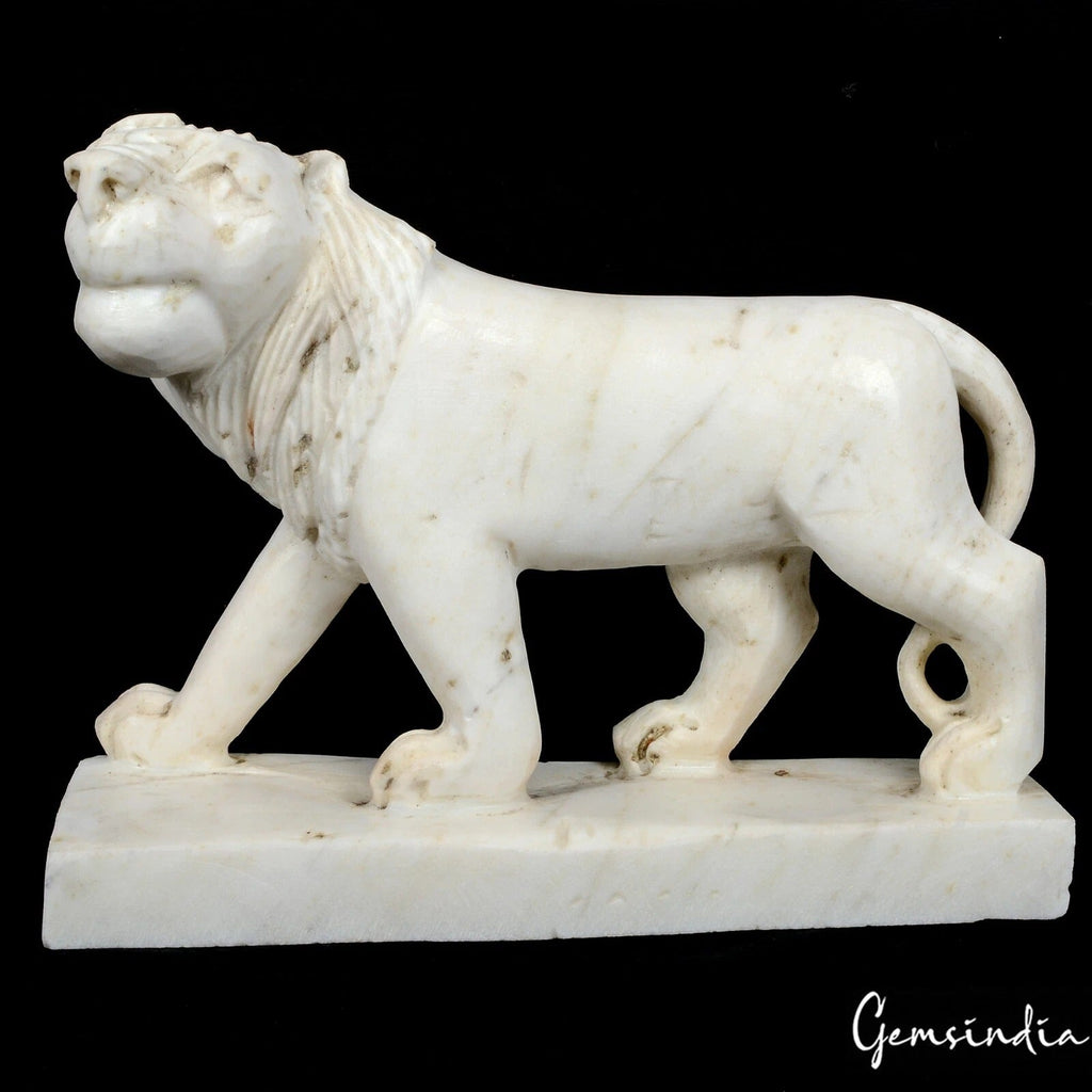 8 Kg Home Decor Marble Lion Statue/Sculpture 10" Animal Hand Carved Collectible