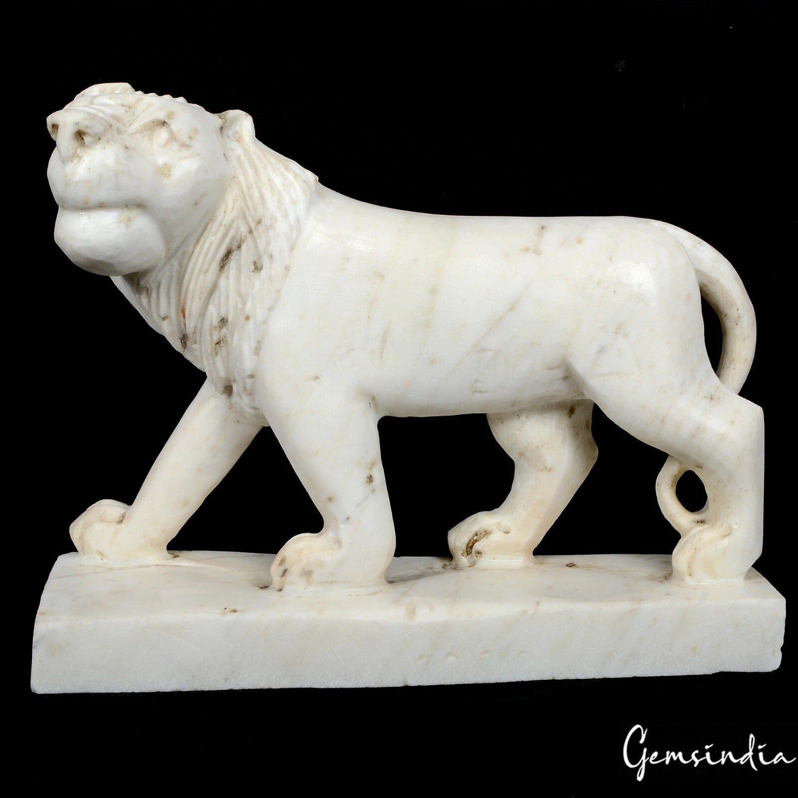8 Kg Home Decor Marble Lion Statue/Sculpture 10" Animal Hand Carved Collectible