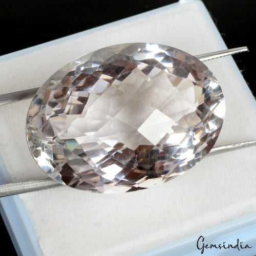 Amethyst Loose Gemstone, Oval Checker Cut, Untreated — 29x20x15mm, 47.90 Ct