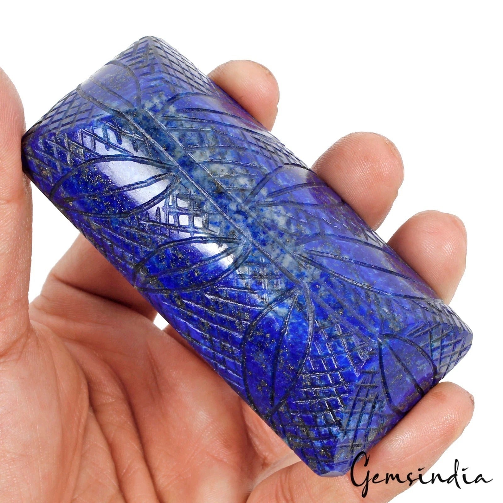 Certified 1030 Ct Natural Blue Lapis Lazuli Octagon Carving Earth Mined Gemstone