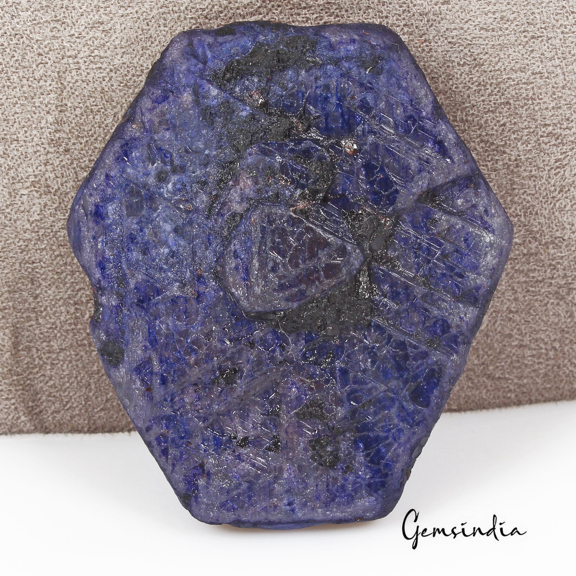Blue Sapphire Rough Specimen, Color Enhanced — 52x45x10mm, 240 Ct, Madagascar