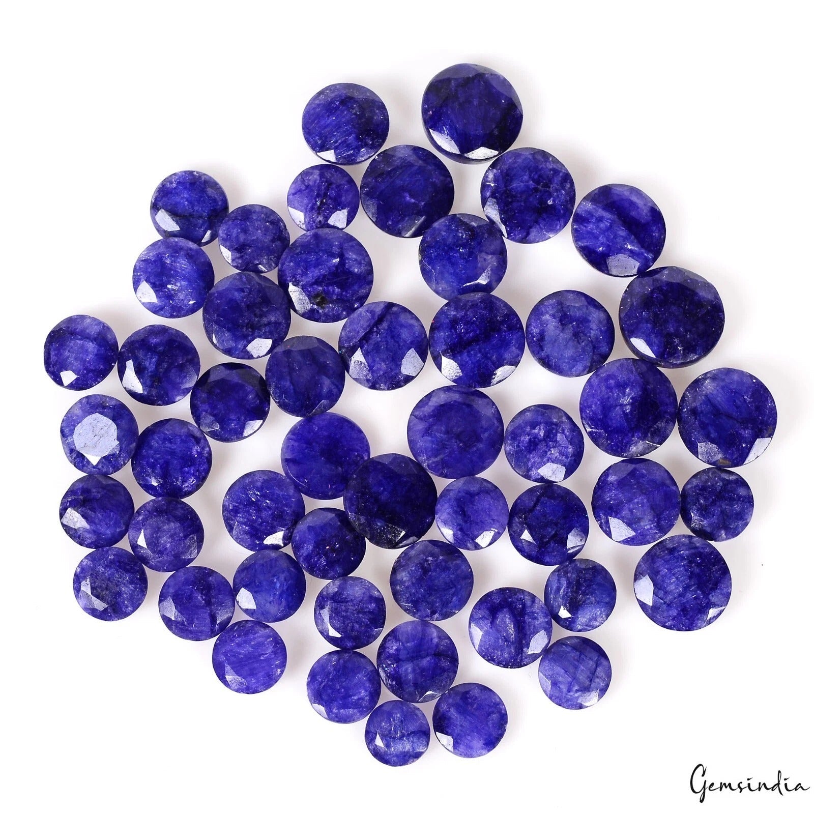 200 Ct/50 Pcs Natural Royal Blue USA Beryl Round Cut Loose Gems Lot for Jewelry