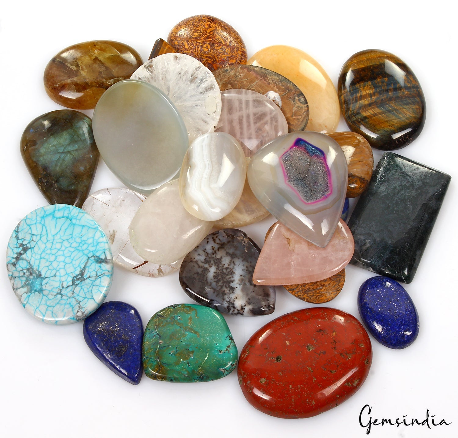 Large Collection Loose Gemstones Multi-Cabochon Mix Shape 2000 Cts 29-50mm/26 Pc