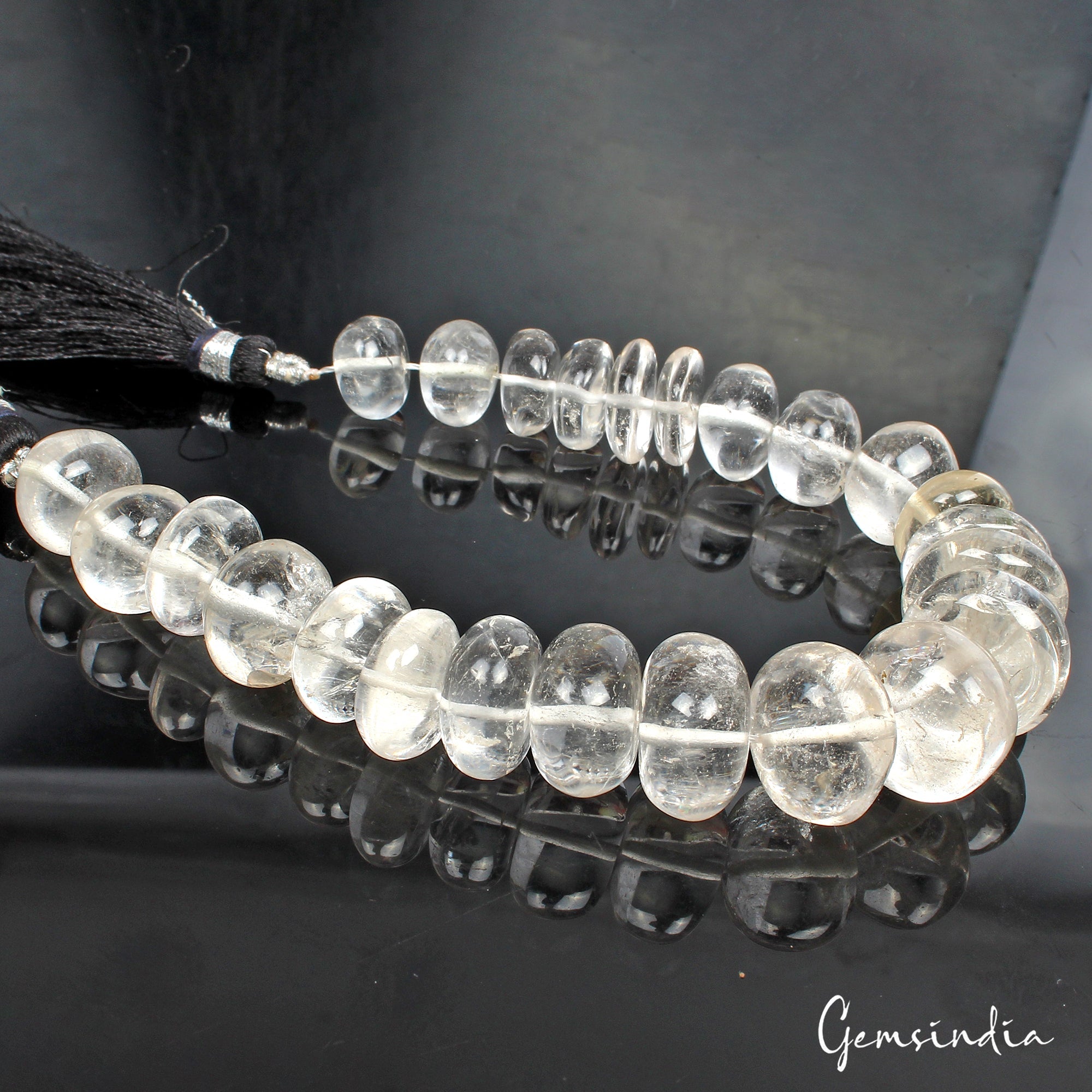 Natural Untreated White Quartz 240.00 Ct Round Cab Drilled Bead Strand 24 Pcs