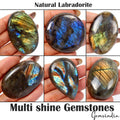 6 Pcs Natural Labradorite 39-64mm Mix Cabochon Flashy Loose Gemstones Lot 780 Ct