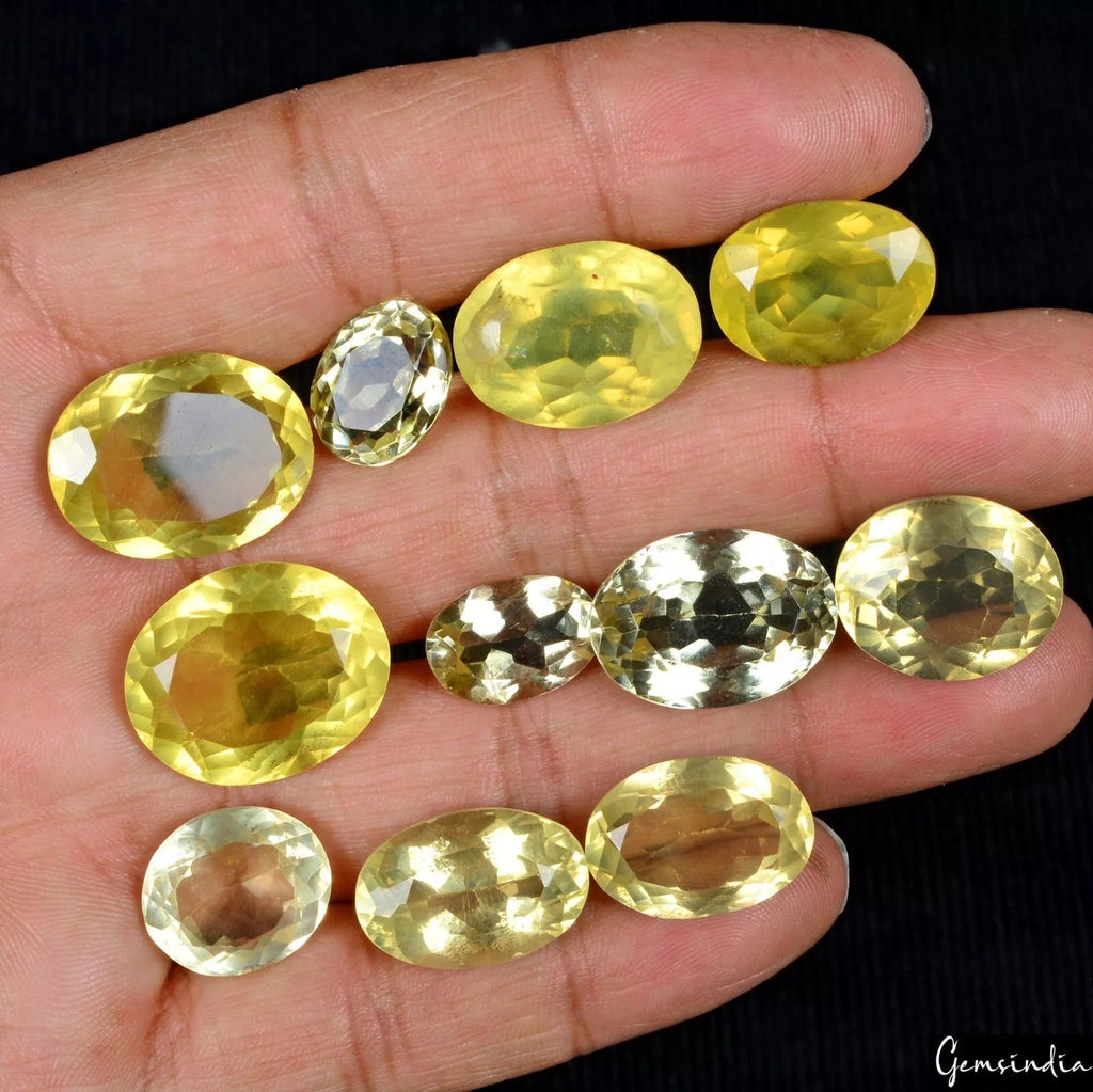 170.20 Ct/11 Pcs Natural Untreated Lemon Quartz Citrine Oval Cut Loose Gemstones