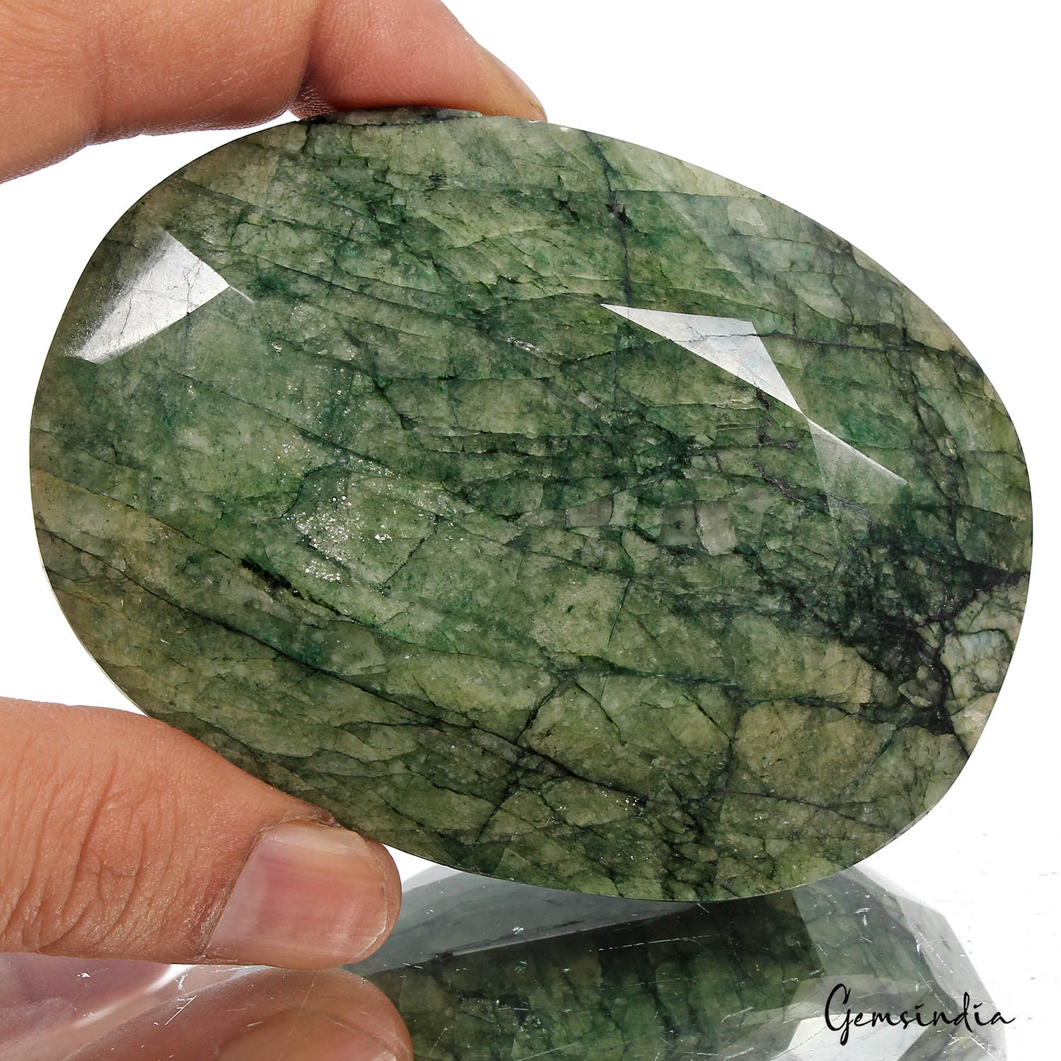 Brazilian Emerald Loose Gemstone, Color Enhanced, Green — 90 x 66 x 39 mm, 1660 Ct, Brazil