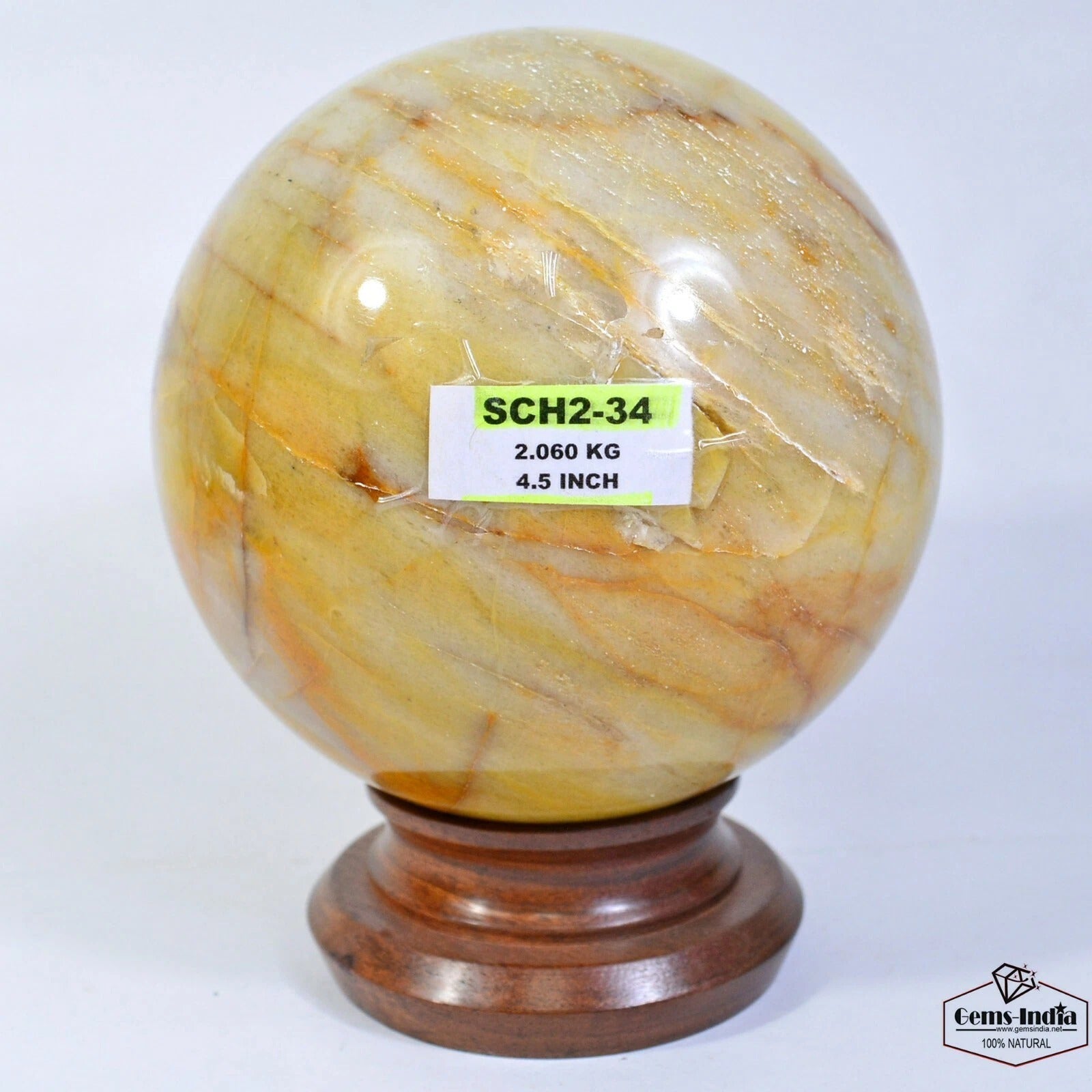 Yellow Aventurine Sphere, Untreated — 4.5" in diameter, 2.060 Kg (10300 Ct), Madagascar