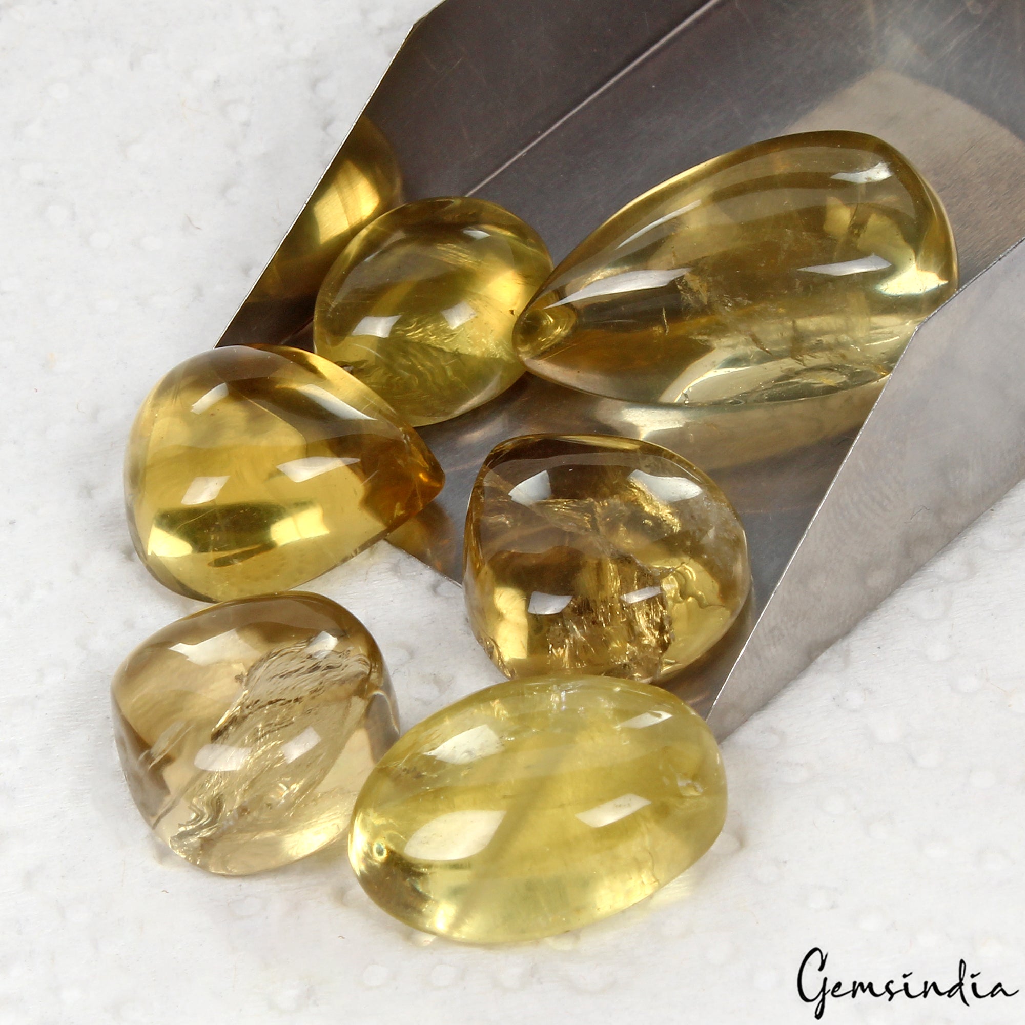 6 Pcs Natural Lemon Citrine Quartz Mix Cabochon Loose 16-26mm Gemstones ~125 Ct